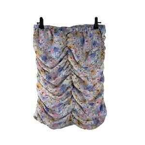 Iris Junior Floral Bandeau Ruched Large Fitted Stretch Strapless Tube Top Blouse